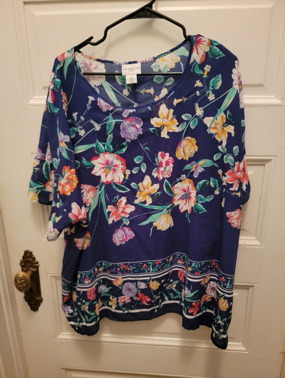 Liz Claiborne Navy Floral 2X Tunic